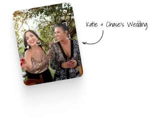 Papzi face recognition tagging two guests in a photo labelled “Katie & Chase's Wedding”