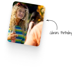A guest automatically identified in a photo from “Gloria's Birthday”